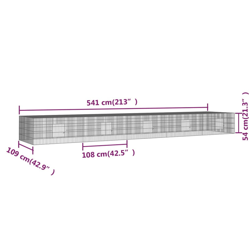 vidaXL 2 paneles horganyzott vas nyúlketrec 541x109x54 cm