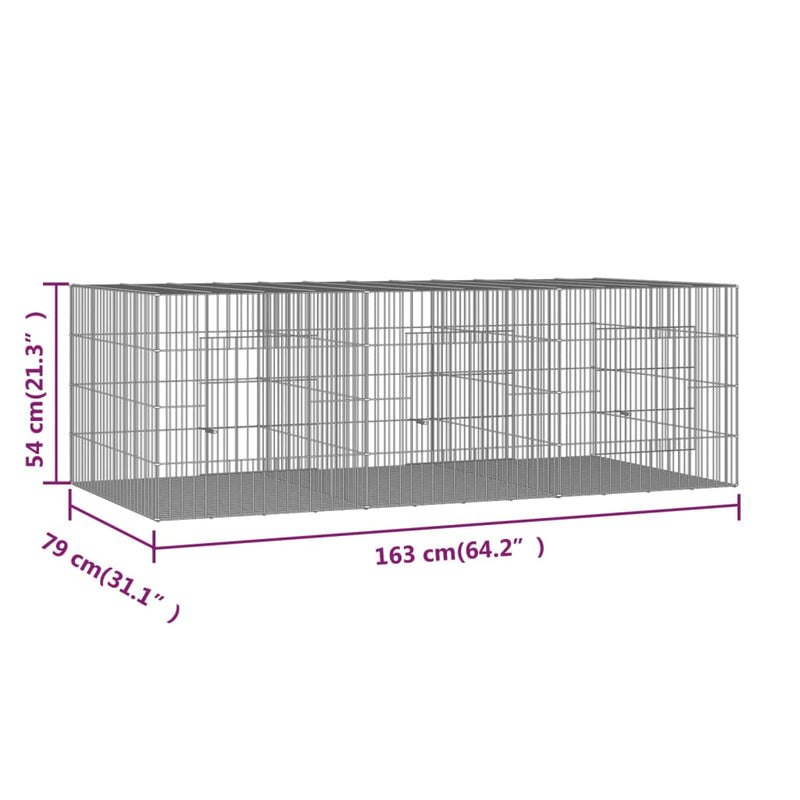 vidaXL 3 paneles horganyzott vas nyúlketrec 163 x 79 x 54 cm