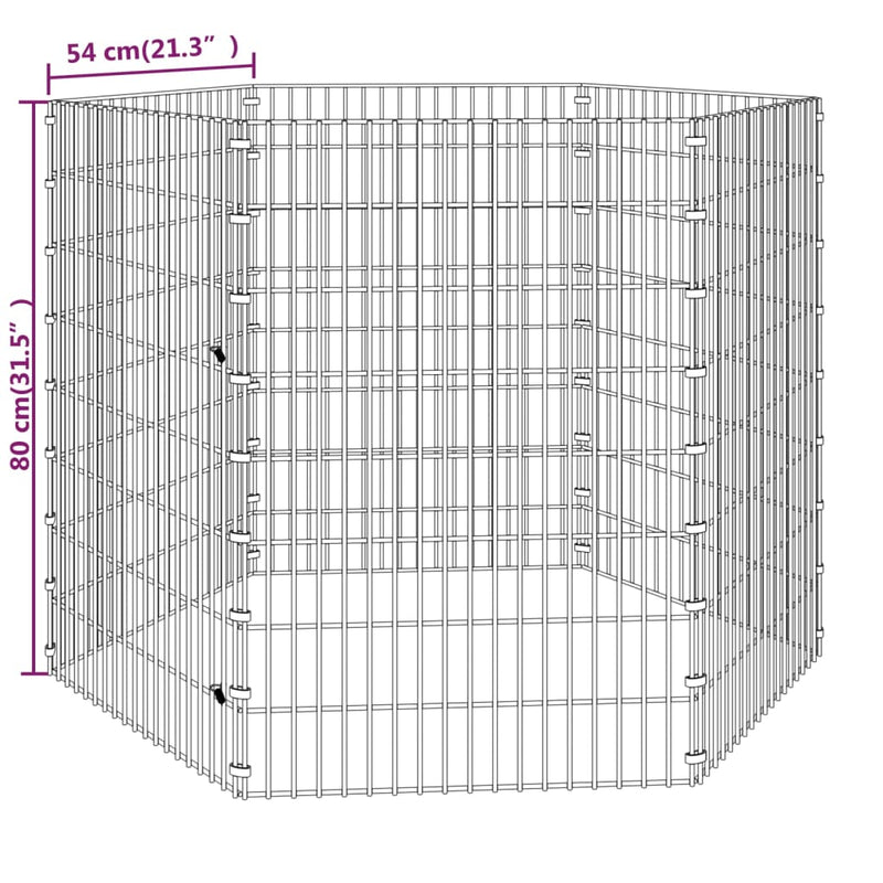 vidaXL 6 paneles horganyzott vas szabadon álló állatketrec 54 x 80 cm