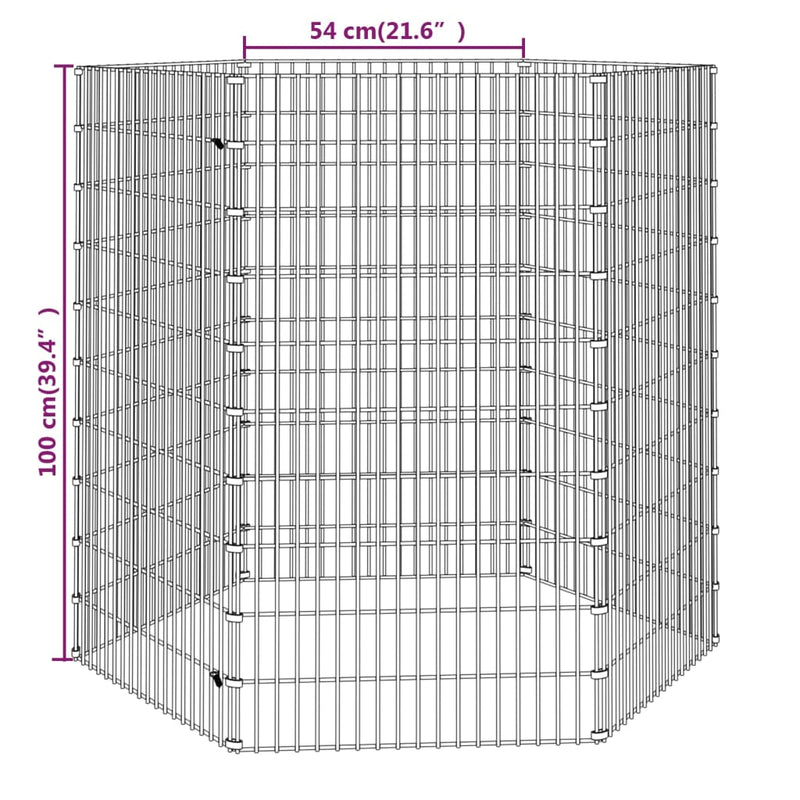 vidaXL 6 paneles horganyzott vas szabadon álló állatketrec 54 x 100 cm