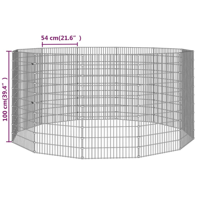 vidaXL 12 paneles horganyzott vas szabadon álló állatketrec 54x100 cm