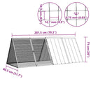 vidaXL antracitszürke horganyzott acél nyúlketrec 201,5x80,5x71 cm