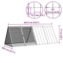 vidaXL szürke horganyzott acél nyúlketrec 201,5x80,5x71 cm