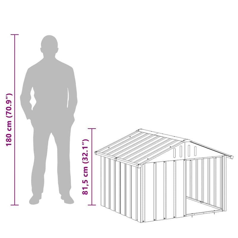 vidaXL antracit horganyzott acél kutyaház 116,5x103x81,5 cm