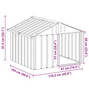 vidaXL szürke horganyzott acél kutyaház 116,5x103x81,5 cm