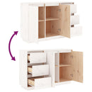 vidaXL fehér tömör fenyőfa tálalószekrény 111 x 34 x 75 cm