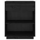 vidaXL fekete tömör fenyőfa tálalószekrény 60 x 34 x 75 cm