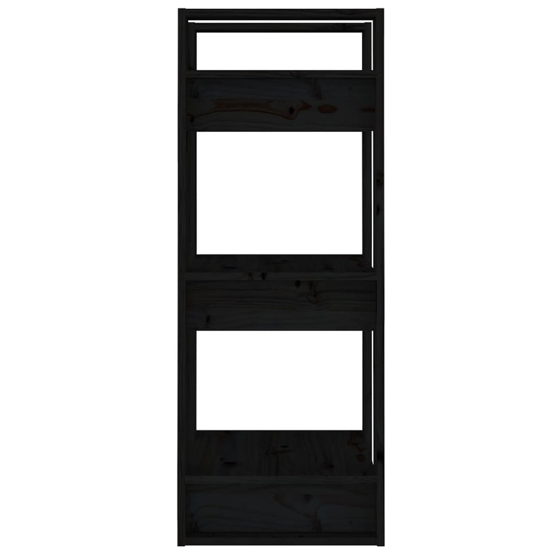 vidaXL fekete tömör fenyőfa könyvszekrény/térelválasztó 41x35x91 cm