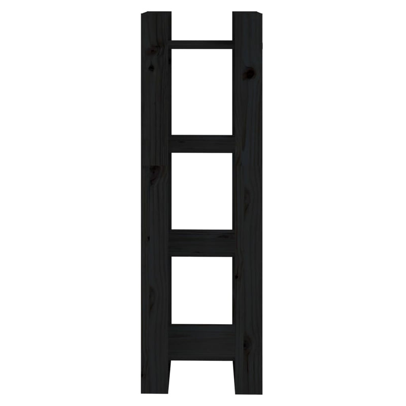 vidaXL fekete tömör fenyőfa könyvszekrény/térelválasztó 41x35x125 cm