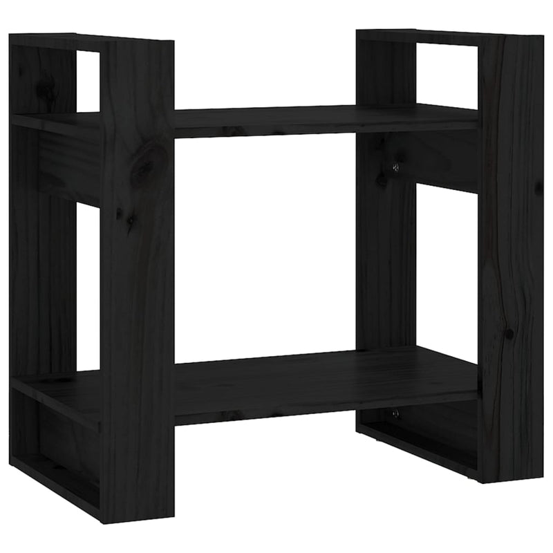 vidaXL fekete tömör fenyőfa könyvszekrény/térelválasztó 60x35x57 cm