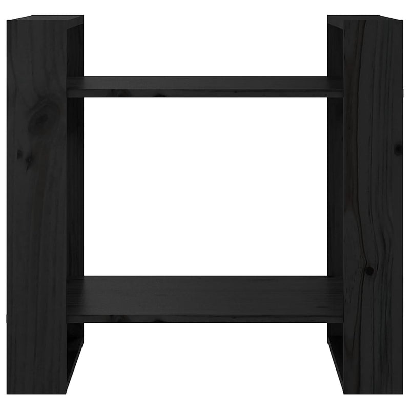 vidaXL fekete tömör fenyőfa könyvszekrény/térelválasztó 60x35x57 cm