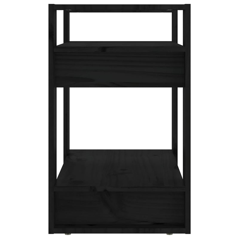 vidaXL fekete tömör fenyőfa könyvszekrény/térelválasztó 60x35x57 cm