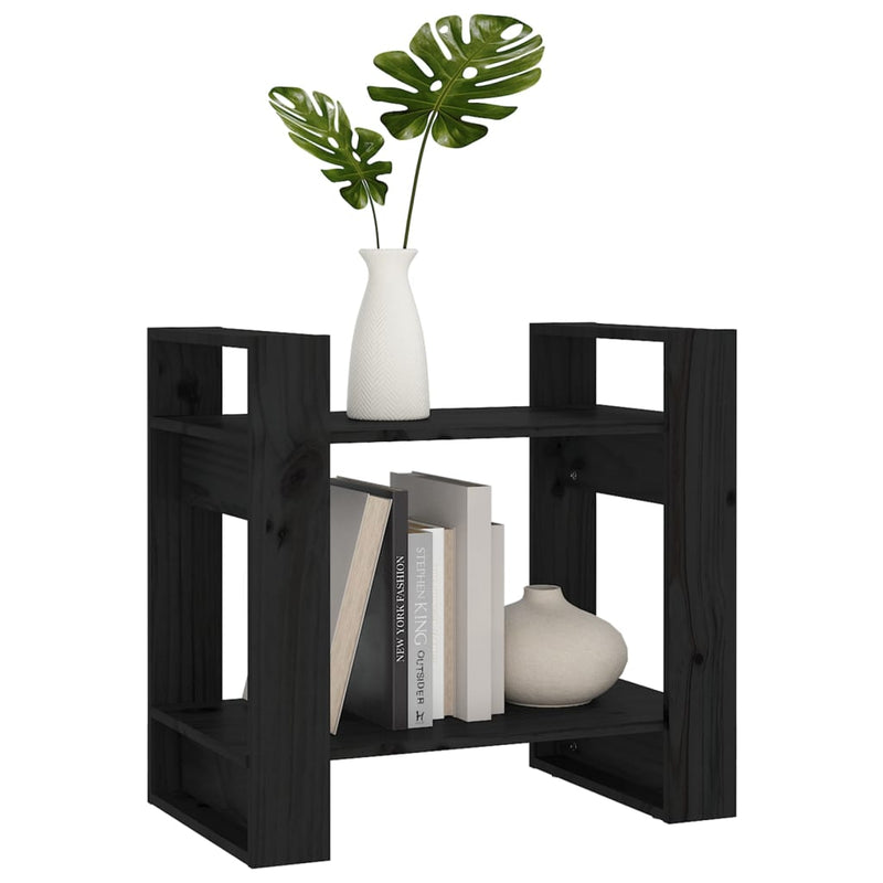 vidaXL fekete tömör fenyőfa könyvszekrény/térelválasztó 60x35x57 cm