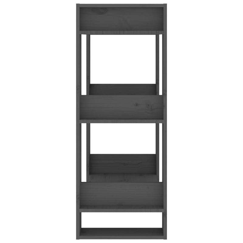 vidaXL szürke tömör fenyőfa könyvszekrény/térelválasztó 60x35x91 cm