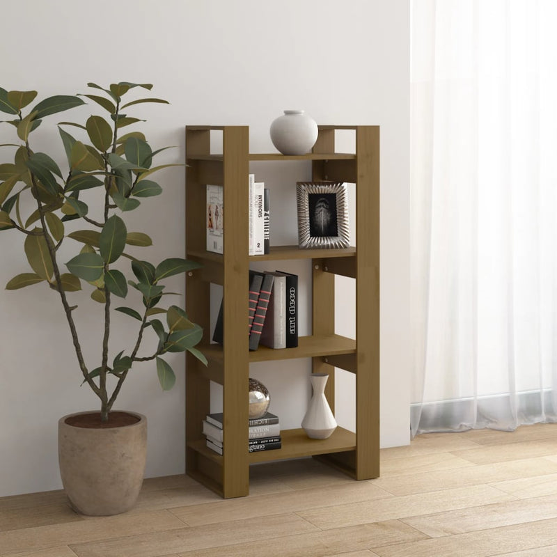 vidaXL mézbarna tömör fa könyvszekrény/térelválasztó 60 x 35 x 125 cm