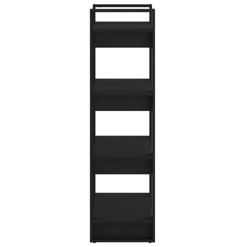 vidaXL fekete tömör fa könyvszekrény/térelválasztó 60 x 35 x 125 cm