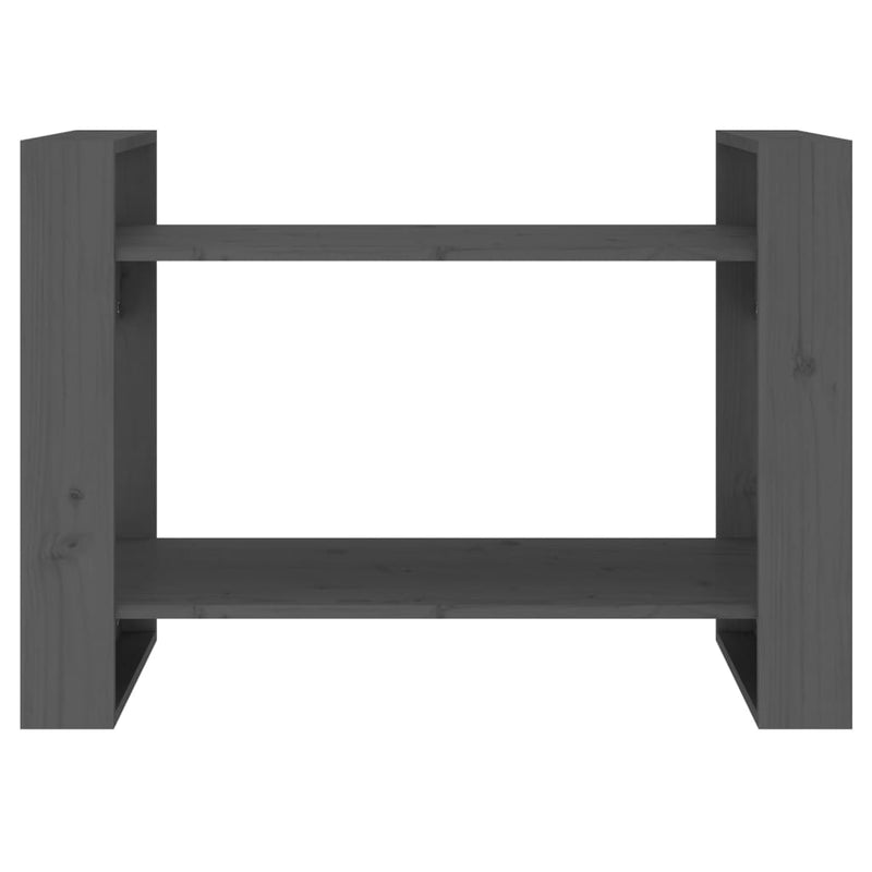 vidaXL szürke tömör fenyőfa könyvszekrény/térelválasztó 80x35x56,5 cm