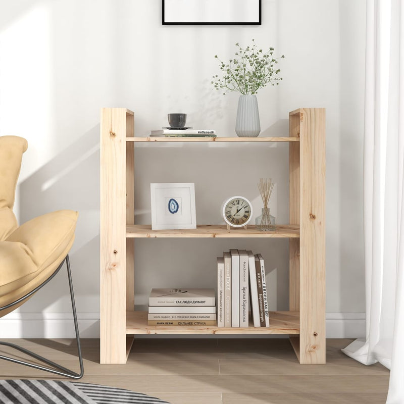 vidaXL tömör fenyőfa könyvesszekrény/szobaparaván 80x35x91 cm