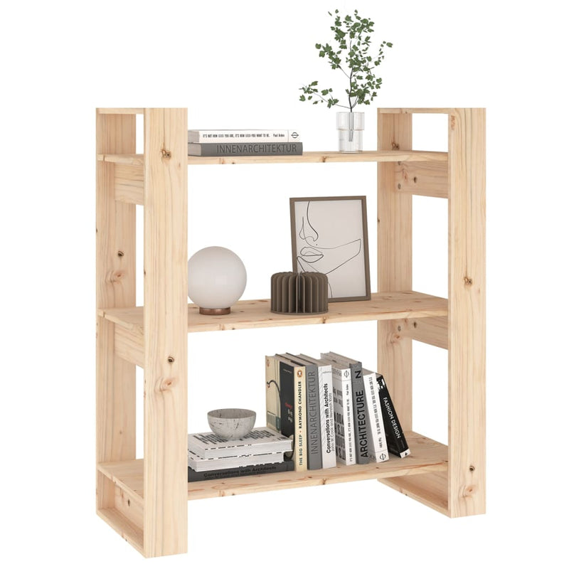 vidaXL tömör fenyőfa könyvesszekrény/szobaparaván 80x35x91 cm