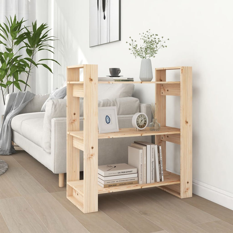 vidaXL tömör fenyőfa könyvesszekrény/szobaparaván 80x35x91 cm