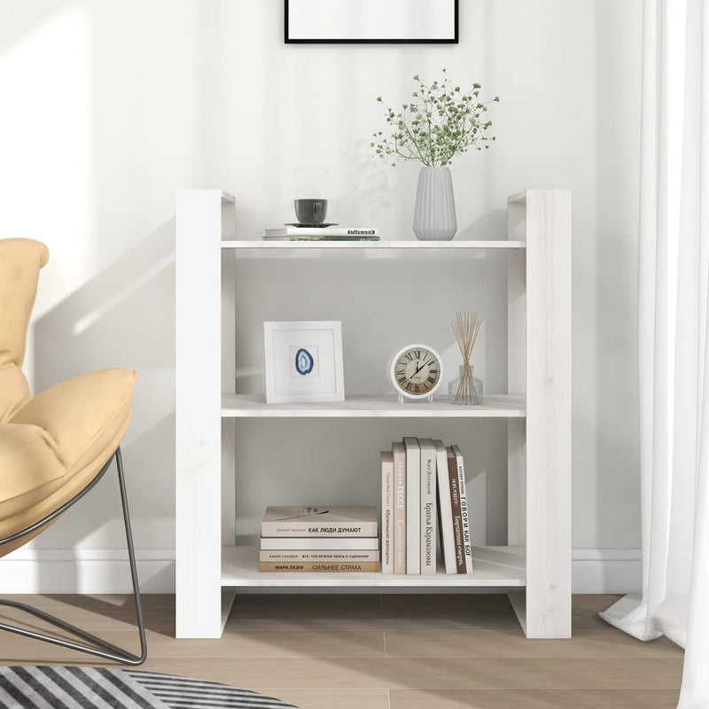 vidaXL fehér tömör fenyőfa könyvszekrény/térelválasztó 80x35x91 cm