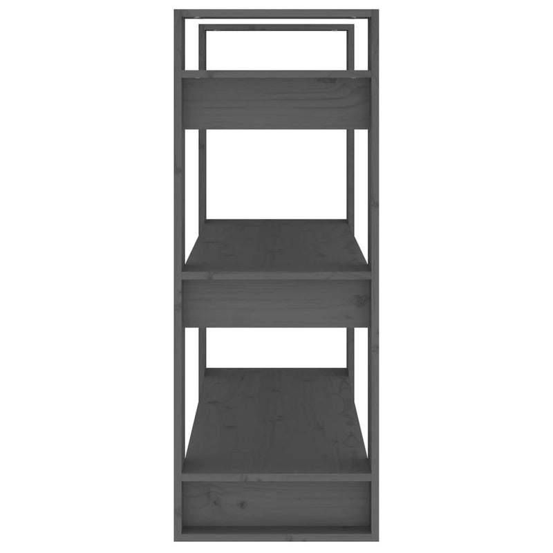 vidaXL szürke tömör fenyőfa könyvszekrény/térelválasztó 80x35x91 cm