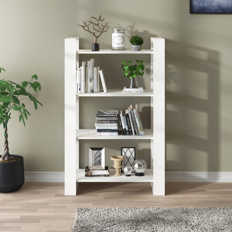 vidaXL fehér tömör fenyőfa könyvszekrény/térelválasztó 80x35x125 cm