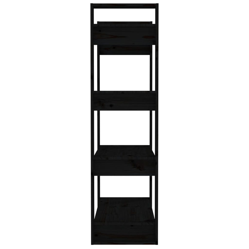 vidaXL fekete tömör fenyőfa könyvszekrény/térelválasztó 80x35x125 cm