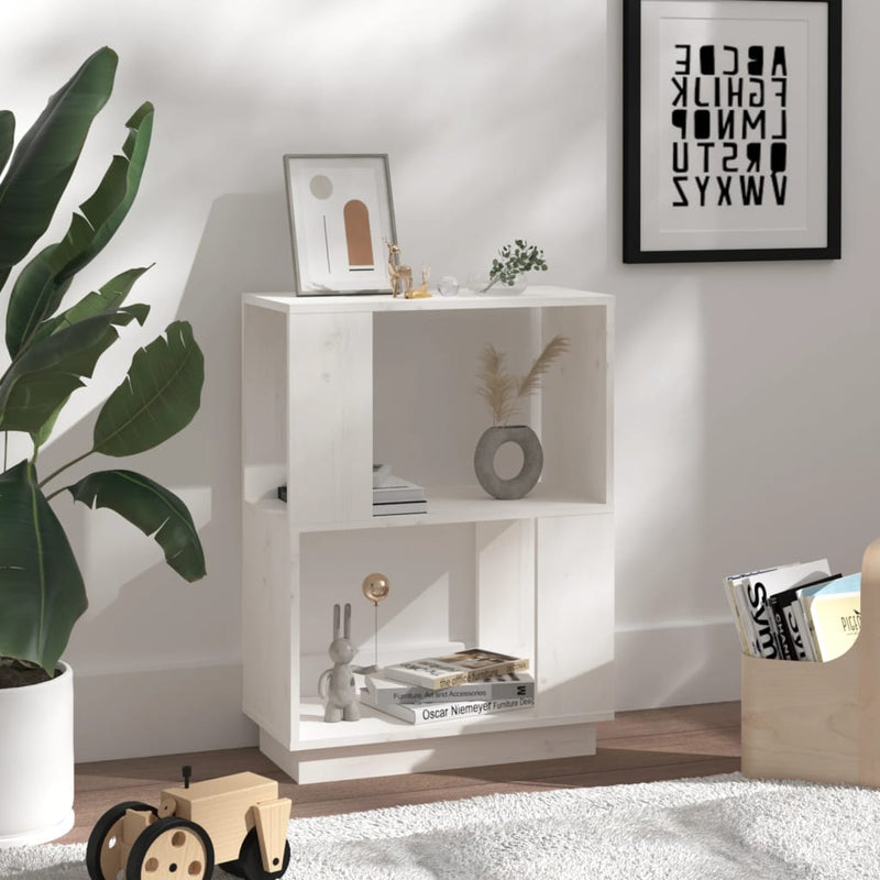 vidaXL fehér tömör fenyőfa könyvszekrény/térelválasztó 51 x 25 x 70 cm