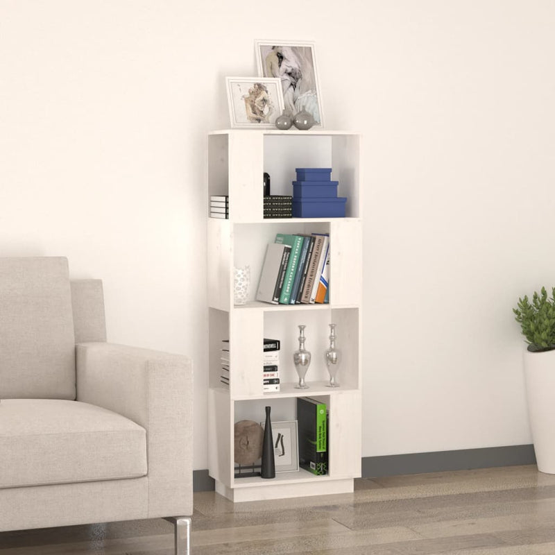 vidaXL fehér tömör fenyőfa könyvszekrény/térelválasztó 51x25x132 cm