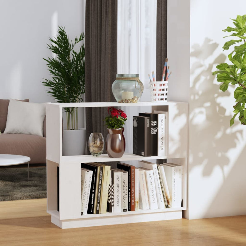 vidaXL fehér tömör fenyőfa könyvszekrény/térelválasztó 80 x 25 x 70 cm