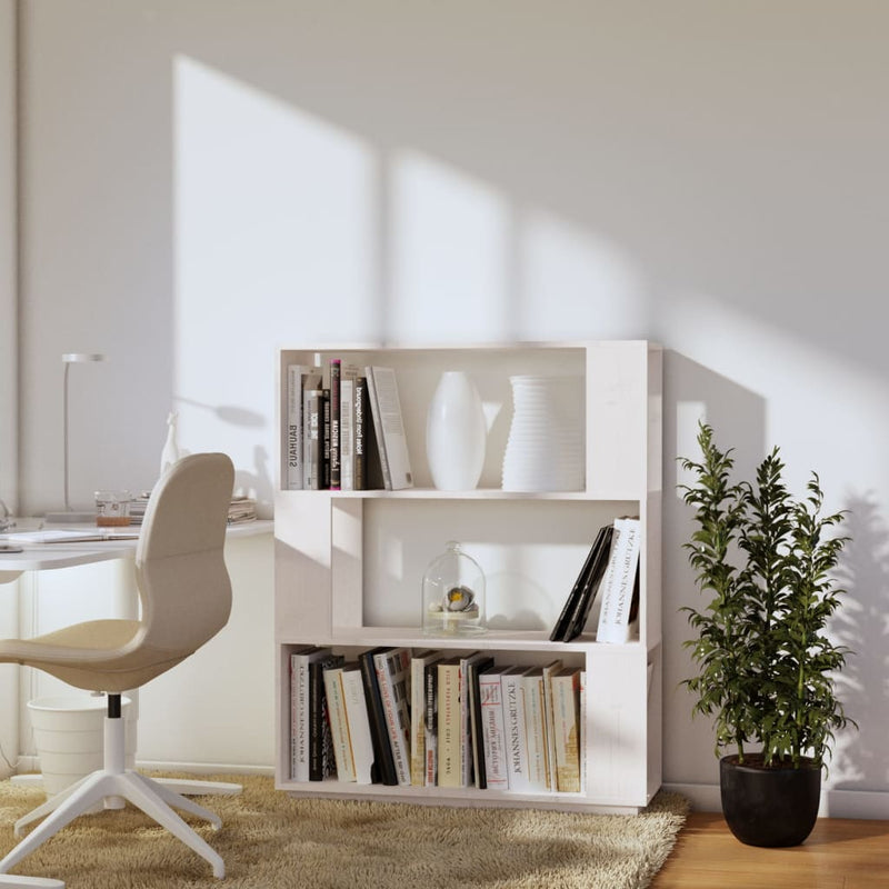 vidaXL fehér tömör fenyőfa könyvszekrény/térelválasztó 80x25x101 cm
