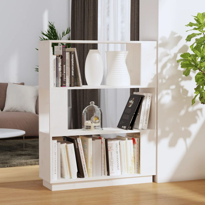 vidaXL fehér tömör fenyőfa könyvszekrény/térelválasztó 80x25x101 cm