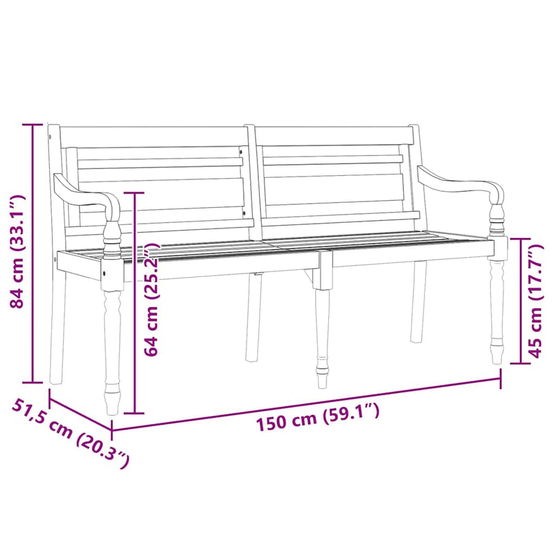 vidaXL tömör tíkfa Batavia pad 150 cm