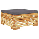 vidaXL tömör tíkfa kerti lábtartó sötétszürke párnával