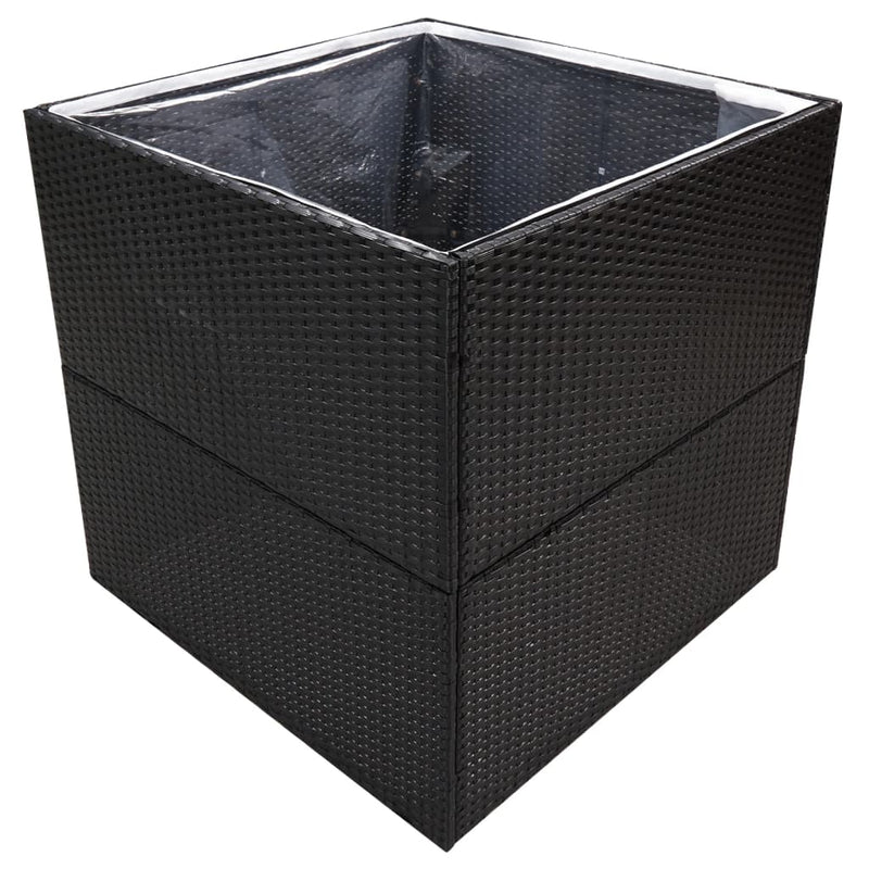 vidaXL fekete polyrattan kerti ültetőláda 80x80x80 cm