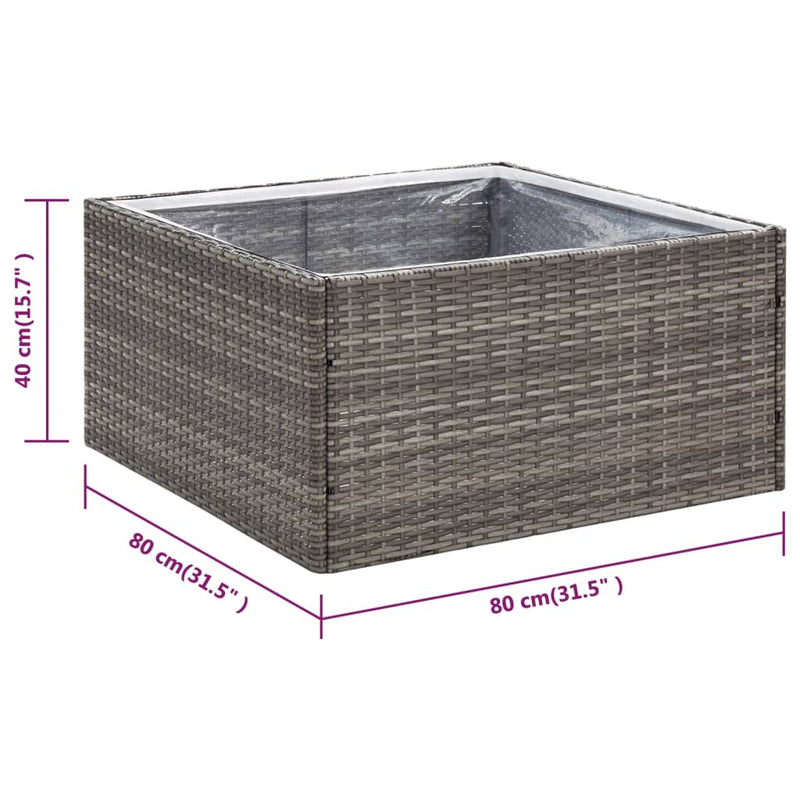 vidaXL szürke polyrattan kerti ültetőláda 80 x 80 x 40 cm