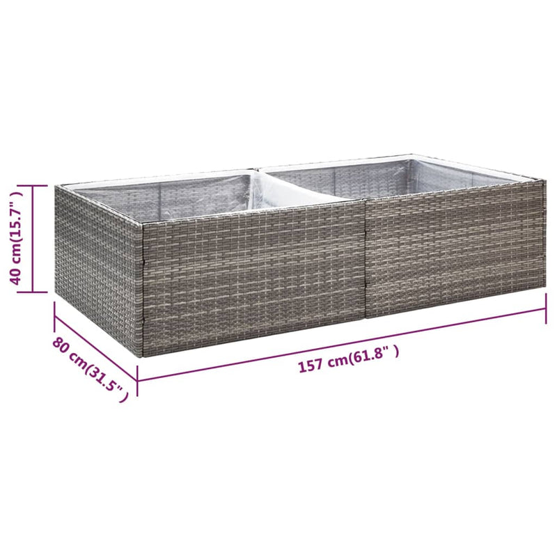vidaXL szürke polyrattan kerti ültetőláda 157 x 80 x 40 cm