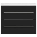 vidaXL fekete forgácslap mosdószekrény beépített mosdókagylóval