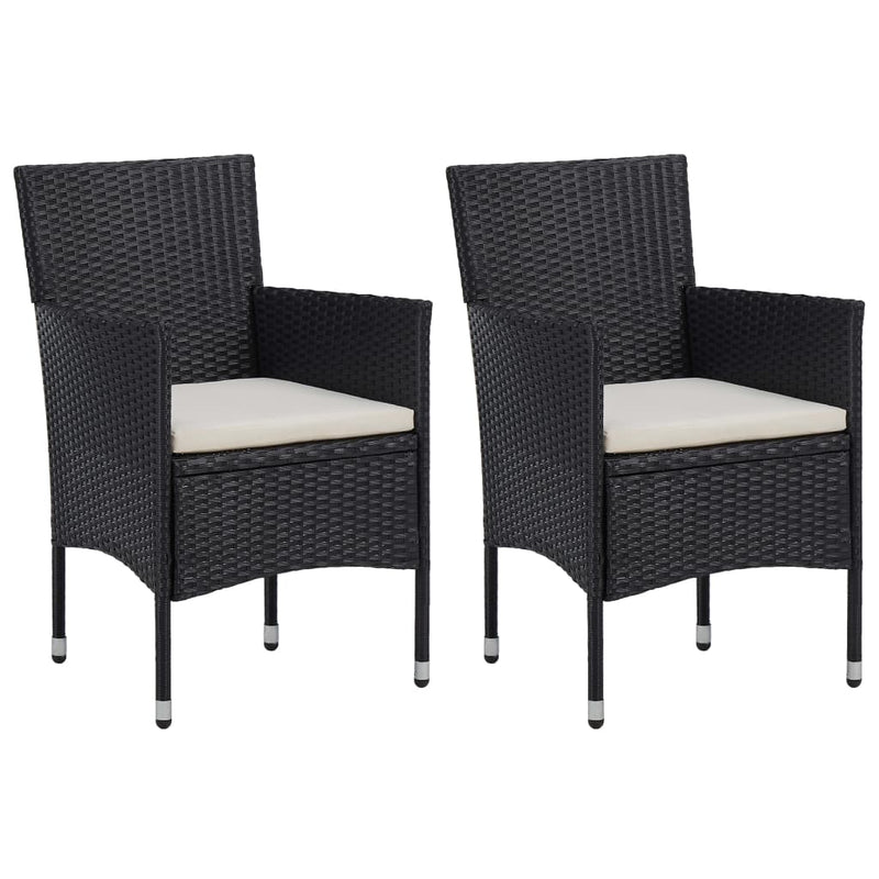 vidaXL 2 db fekete polyrattan kerti étkezőszék