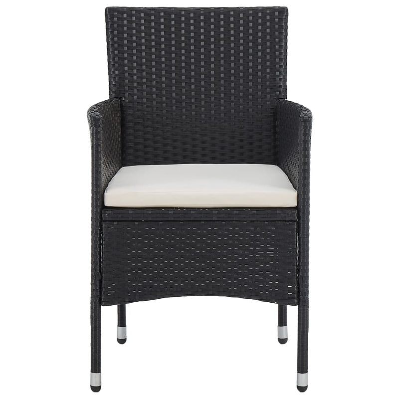 vidaXL 2 db fekete polyrattan kerti étkezőszék