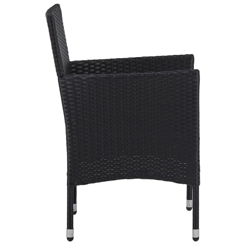 vidaXL 2 db fekete polyrattan kerti étkezőszék