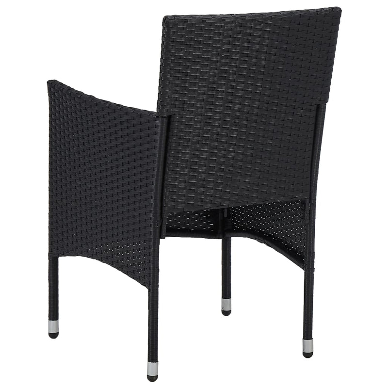 vidaXL 2 db fekete polyrattan kerti étkezőszék