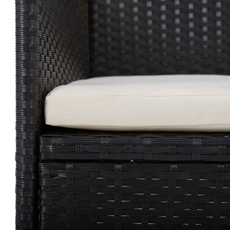 vidaXL 2 db fekete polyrattan kerti étkezőszék