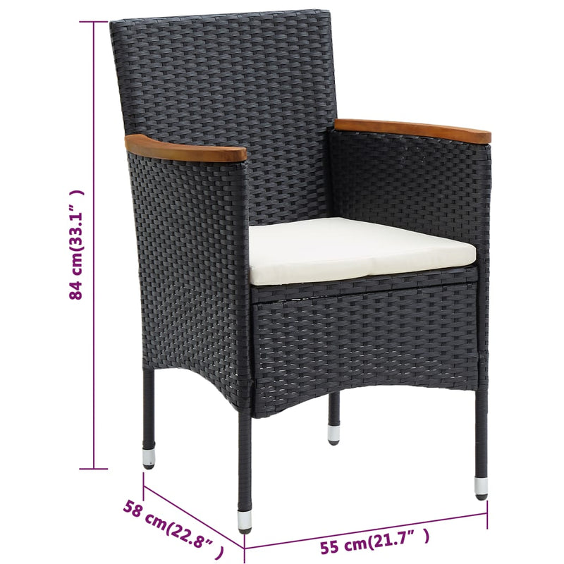 vidaXL 4 db fekete polyrattan kerti étkezőszék