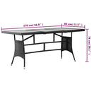 vidaXL fekete polyrattan kerti asztal 170 x 80 x 74 cm