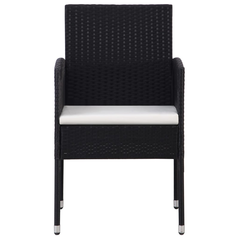 vidaXL 2 db fekete polyrattan kerti szék krémfehér párnákkal