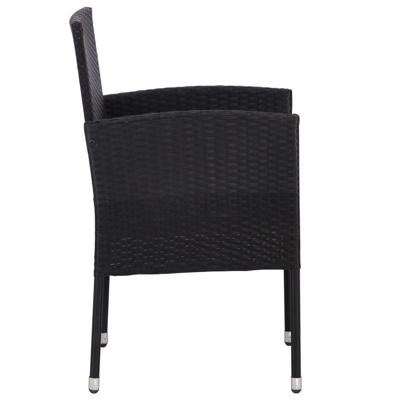 vidaXL 2 db fekete polyrattan kerti szék krémfehér párnákkal