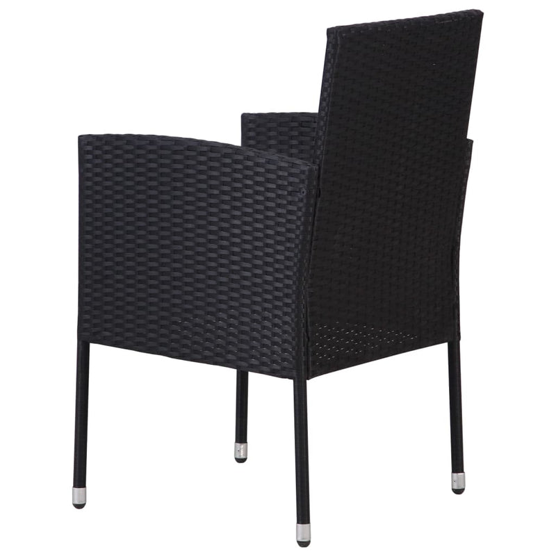 vidaXL 2 db fekete polyrattan kerti szék krémfehér párnákkal