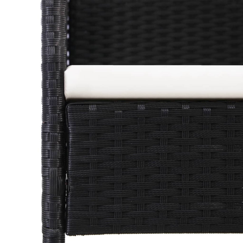 vidaXL 2 db fekete polyrattan kerti szék krémfehér párnákkal